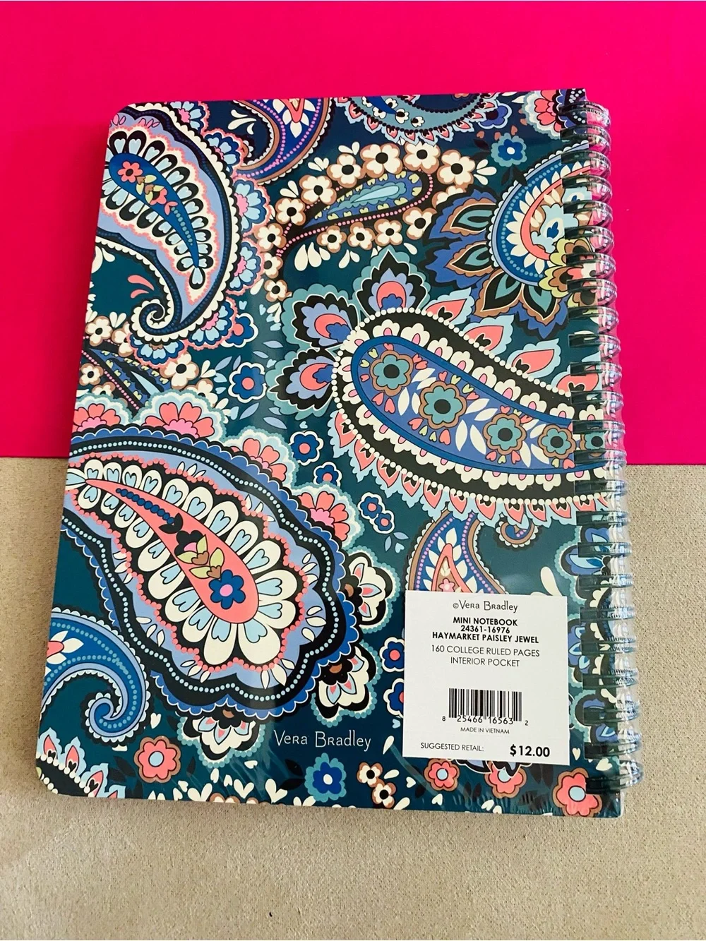 Vera Bradley Mini Spiral Notebook NWT Haymarket Paisley Jewel. 160 pages